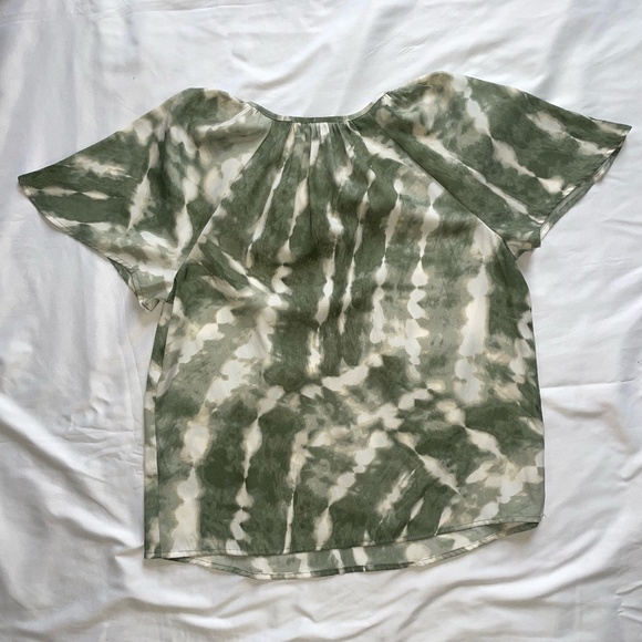 Simply Vera Vera Wang Shirred Tie-Neck Blouse — Green Ocean Dye, XS - Picture 4 of 4